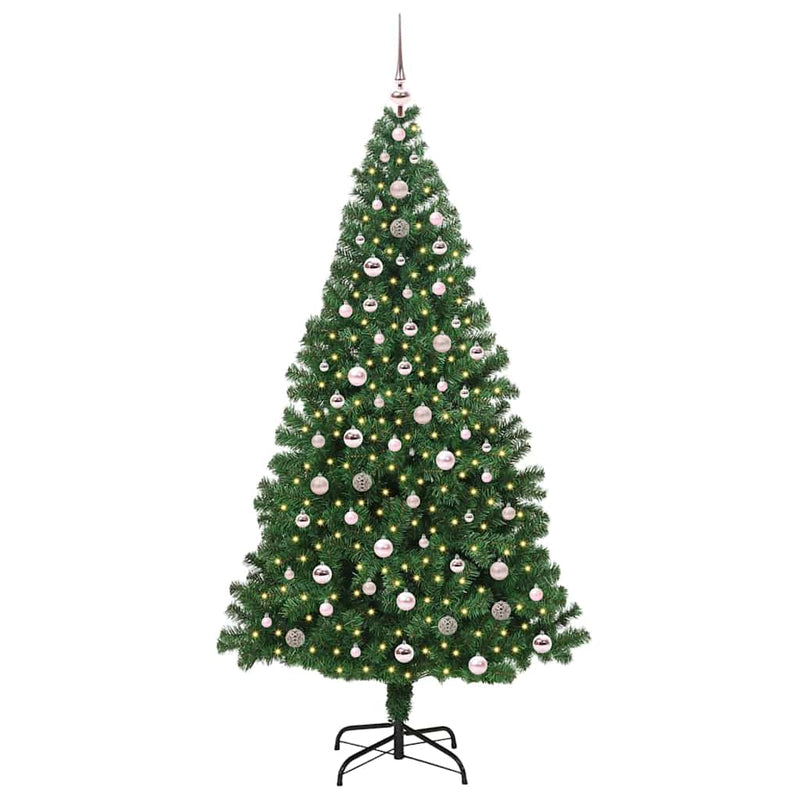 vidaXL Mű karácsonyfa 300 LED-del Zöld 240 cm PVC és Acél és Műanyag