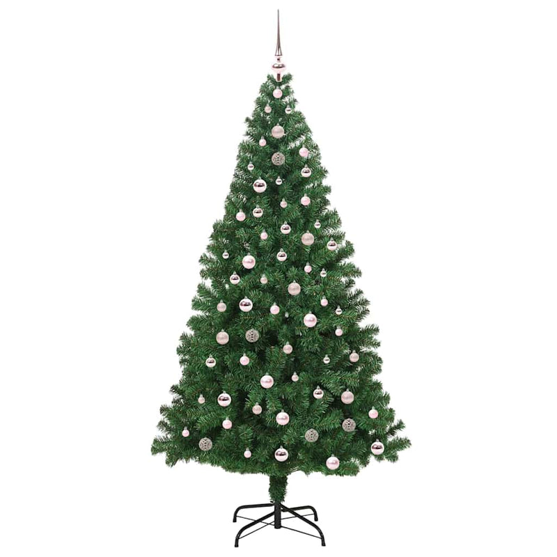 vidaXL Mű karácsonyfa 300 LED-del Zöld 240 cm PVC és Acél és Műanyag