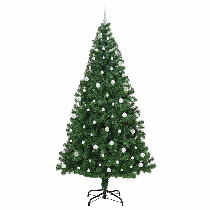 vidaXL Mű karácsonyfa 300 LED-del Zöld 240 cm PVC és Acél és Műanyag