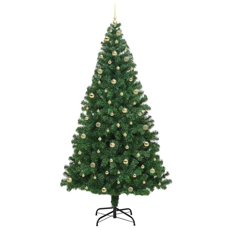 vidaXL Mű karácsonyfa 300 LED-del Zöld 240 cm PVC és Acél és Műanyag