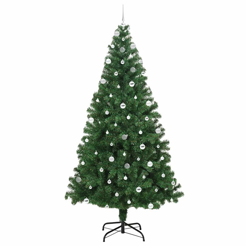 vidaXL Mű karácsonyfa 300 LED-del Zöld 240 cm PVC és Acél és Műanyag