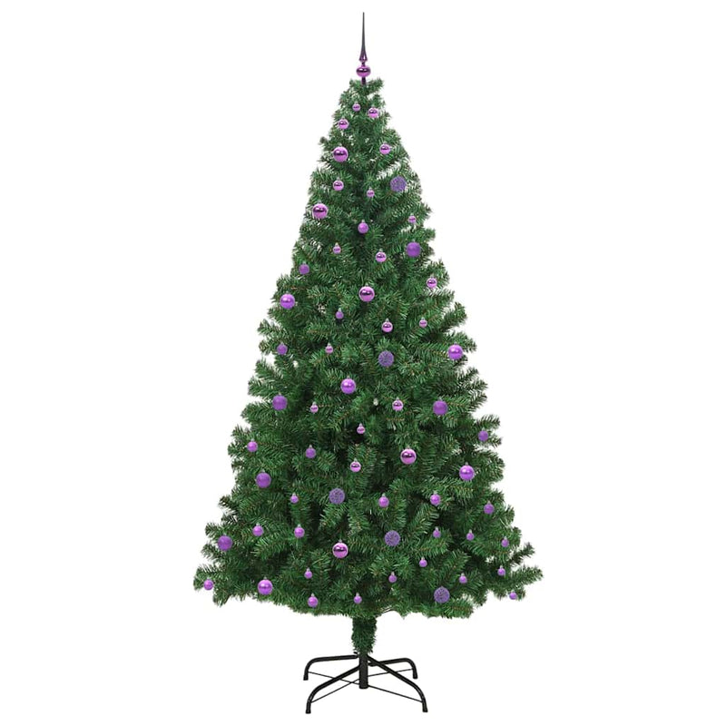 vidaXL Mű karácsonyfa 300 LED-del Zöld 240 cm PVC és Acél és Műanyag