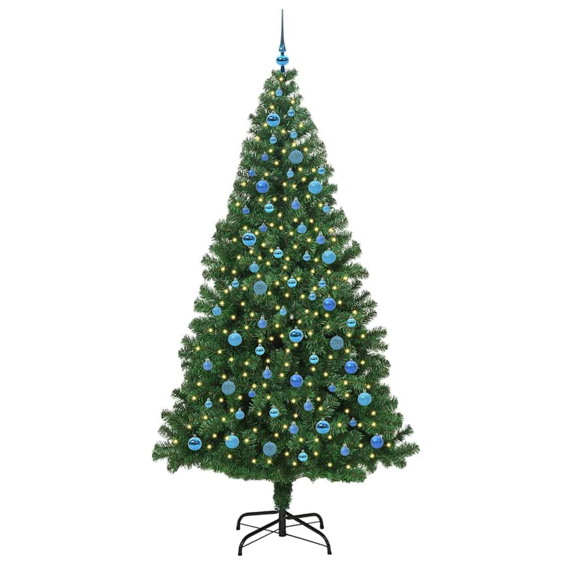 vidaXL Mű karácsonyfa 300 LED-del Zöld 240 cm PVC és Acél és Műanyag