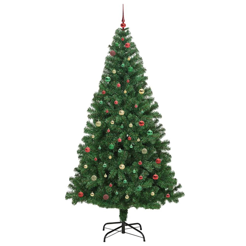vidaXL Mű karácsonyfa 300 LED-del Zöld 240 cm PVC és Acél és Műanyag