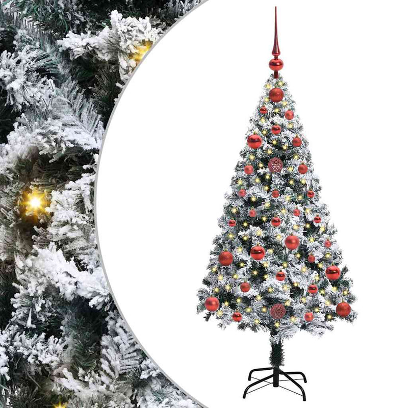 vidaXL Mű karácsonyfa 150 LED-del Zöld 120 cm PVC és Acél és Műanyag