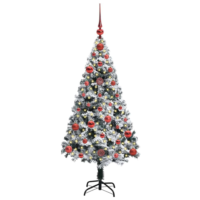 vidaXL Mű karácsonyfa 150 LED-del Zöld 120 cm PVC és Acél és Műanyag