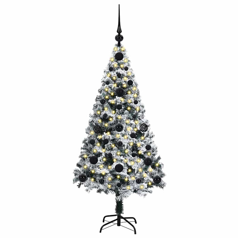 vidaXL Mű karácsonyfa 150 LED-del Zöld 120 cm PVC és Acél és Műanyag