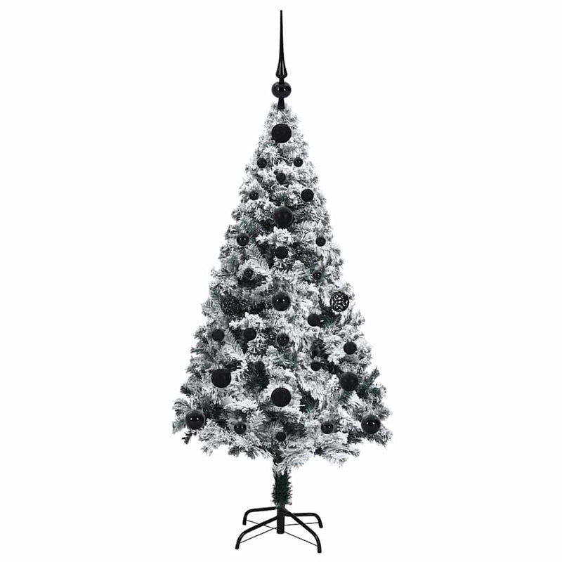 vidaXL Mű karácsonyfa 150 LED-del Zöld 120 cm PVC és Acél és Műanyag