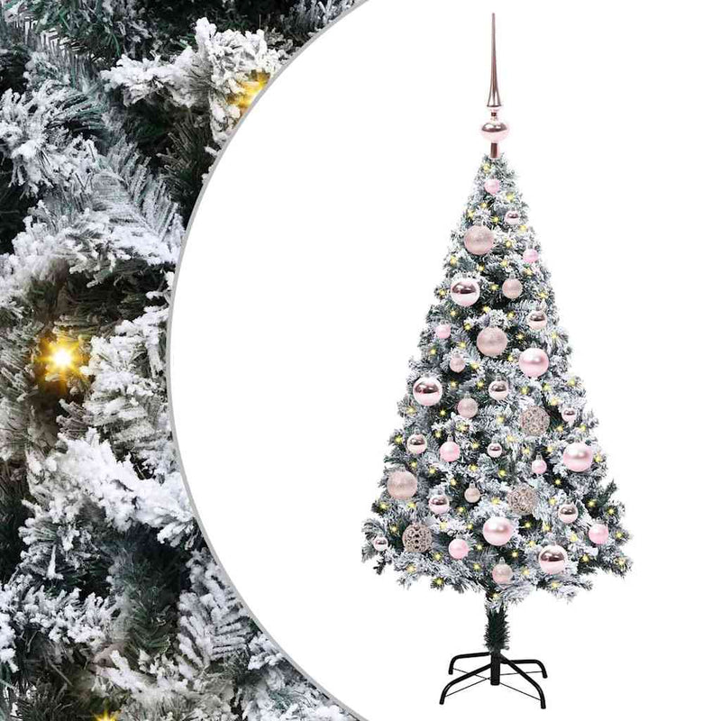 vidaXL Mű karácsonyfa 150 LED-del Zöld 120 cm PVC és Acél és Műanyag