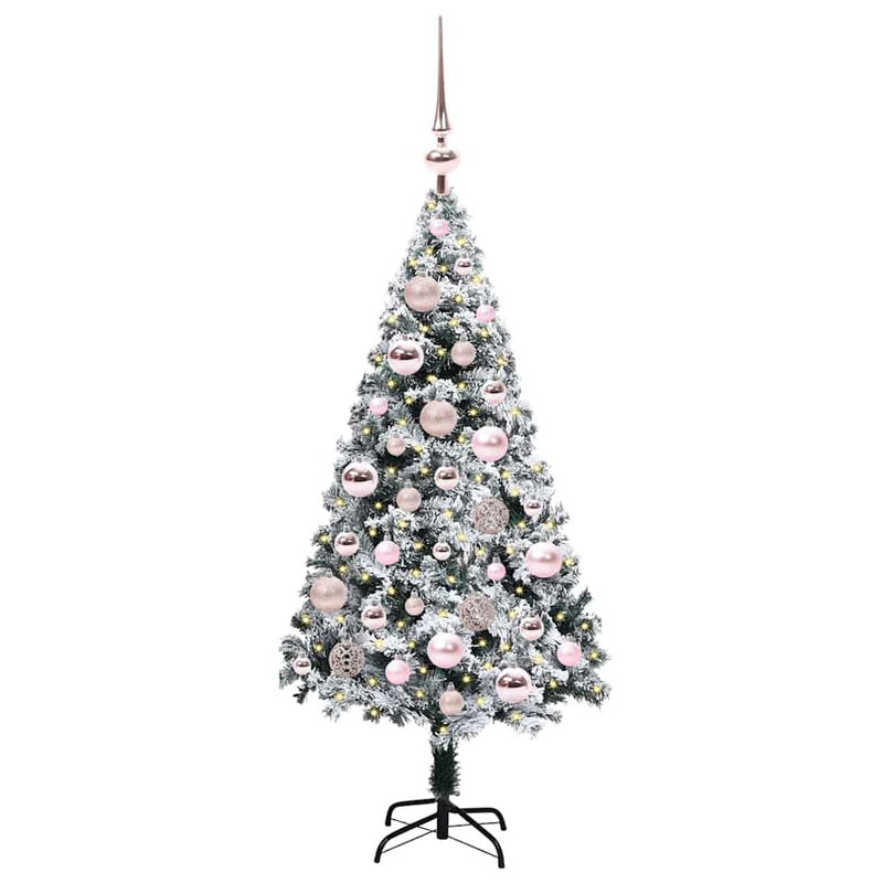 vidaXL Mű karácsonyfa 150 LED-del Zöld 120 cm PVC és Acél és Műanyag