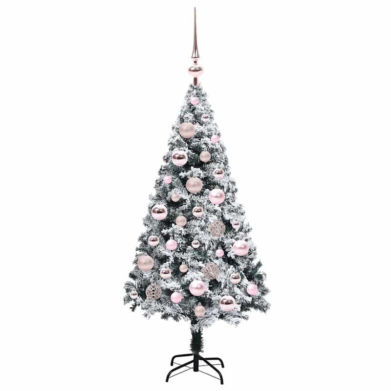 vidaXL Mű karácsonyfa 150 LED-del Zöld 120 cm PVC és Acél és Műanyag