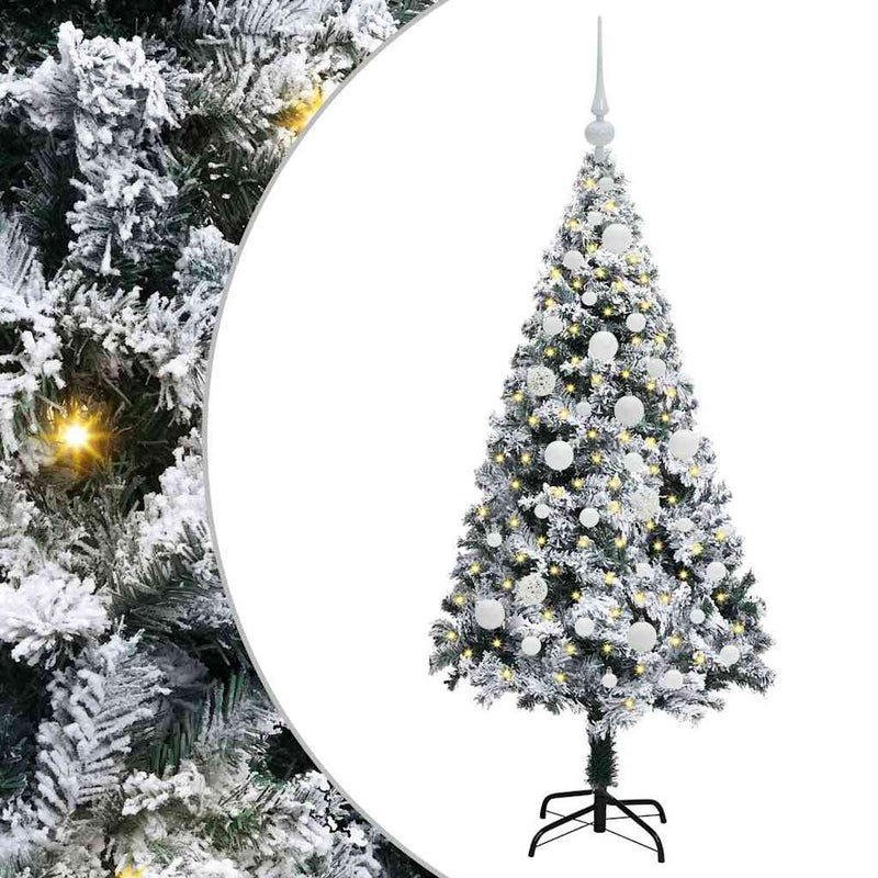 vidaXL Mű karácsonyfa 150 LED-del Zöld 120 cm PVC és Acél és Műanyag