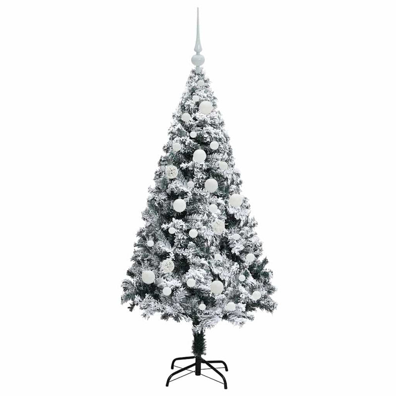 vidaXL Mű karácsonyfa 150 LED-del Zöld 120 cm PVC és Acél és Műanyag