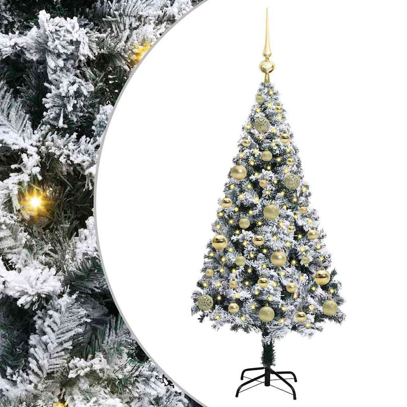 vidaXL Mű karácsonyfa 150 LED-del Zöld 120 cm PVC és Acél és Műanyag
