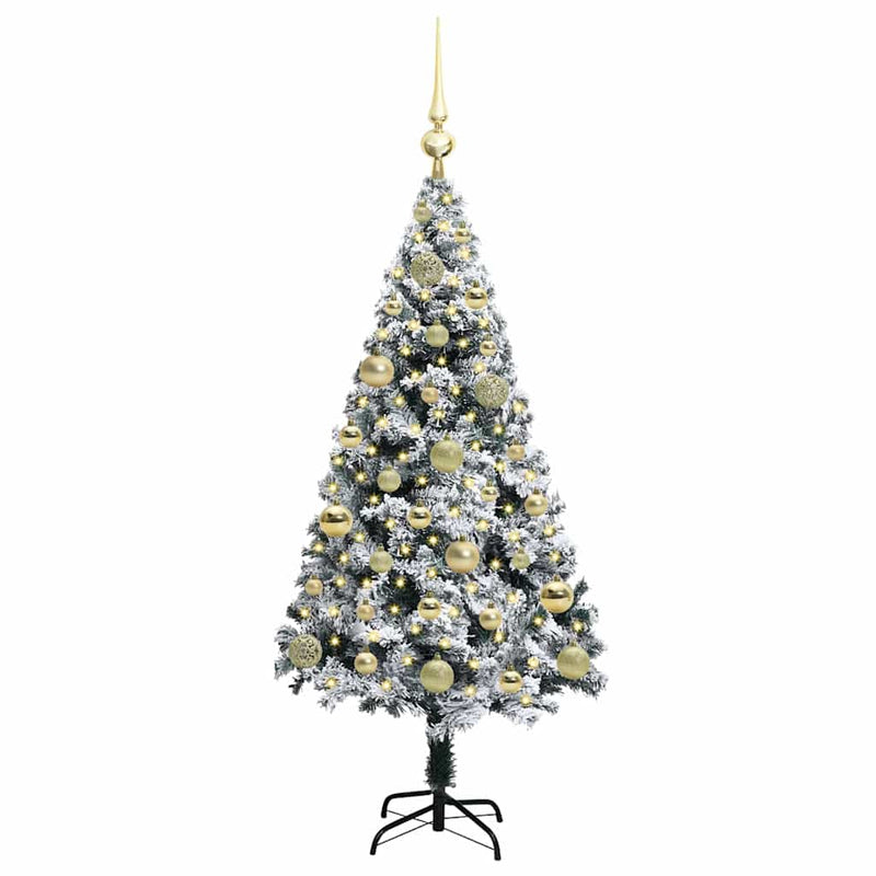 vidaXL Mű karácsonyfa 150 LED-del Zöld 120 cm PVC és Acél és Műanyag