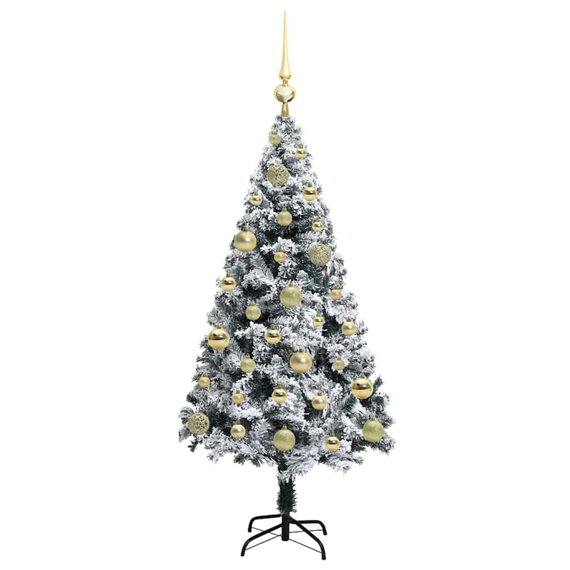 vidaXL Mű karácsonyfa 150 LED-del Zöld 120 cm PVC és Acél és Műanyag
