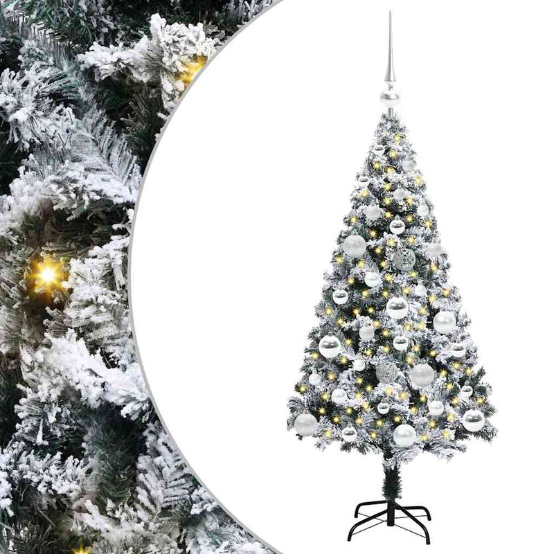 vidaXL Mű karácsonyfa 150 LED-del Zöld 120 cm PVC és Acél és Műanyag