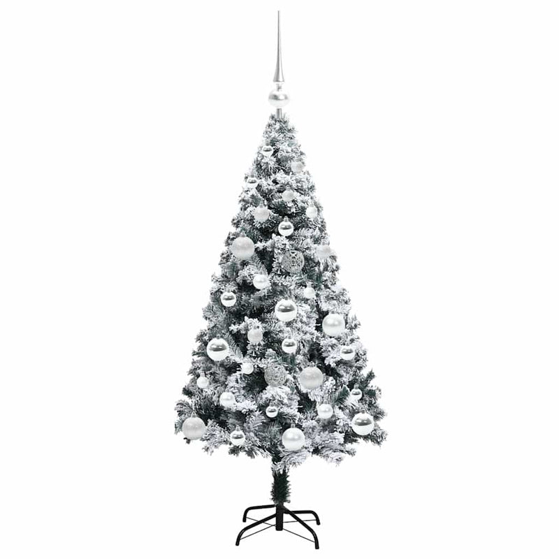 vidaXL Mű karácsonyfa 150 LED-del Zöld 120 cm PVC és Acél és Műanyag