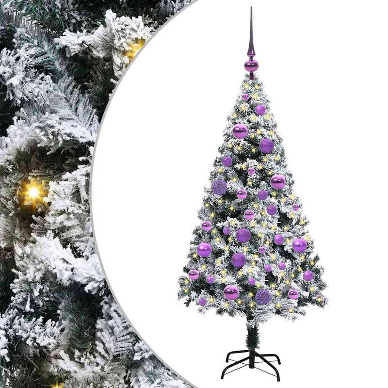 vidaXL Mű karácsonyfa 150 LED-del Zöld 120 cm PVC és Acél és Műanyag