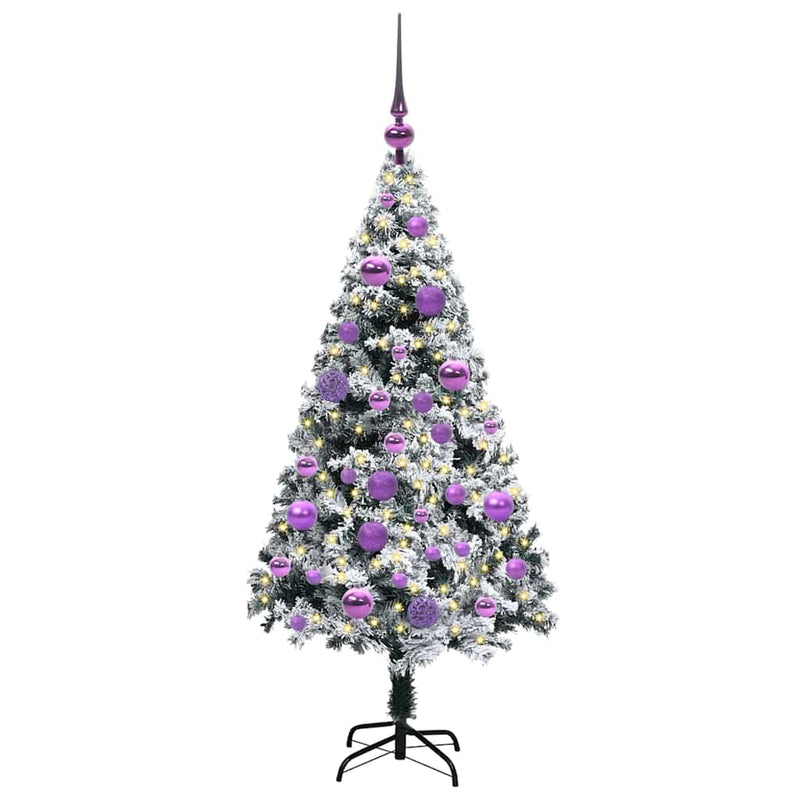 vidaXL Mű karácsonyfa 150 LED-del Zöld 120 cm PVC és Acél és Műanyag