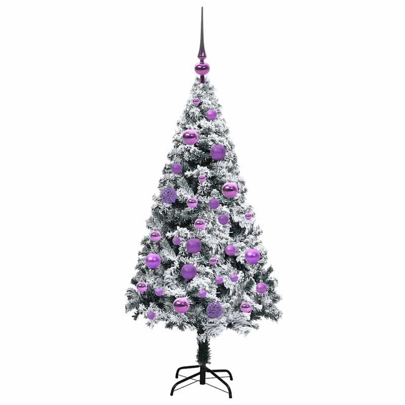 vidaXL Mű karácsonyfa 150 LED-del Zöld 120 cm PVC és Acél és Műanyag