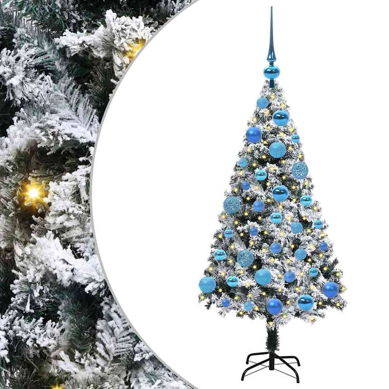 vidaXL Mű karácsonyfa 150 LED-del Zöld 120 cm PVC és Acél és Műanyag