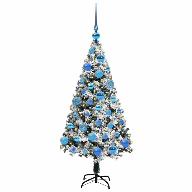vidaXL Mű karácsonyfa 150 LED-del Zöld 120 cm PVC és Acél és Műanyag