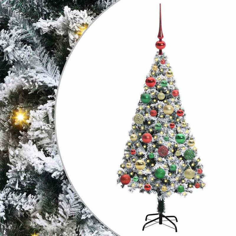 vidaXL Mű karácsonyfa 150 LED-del Zöld 120 cm PVC és Acél és Műanyag