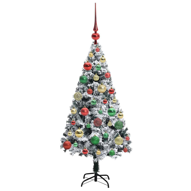 vidaXL Mű karácsonyfa 150 LED-del Zöld 120 cm PVC és Acél és Műanyag
