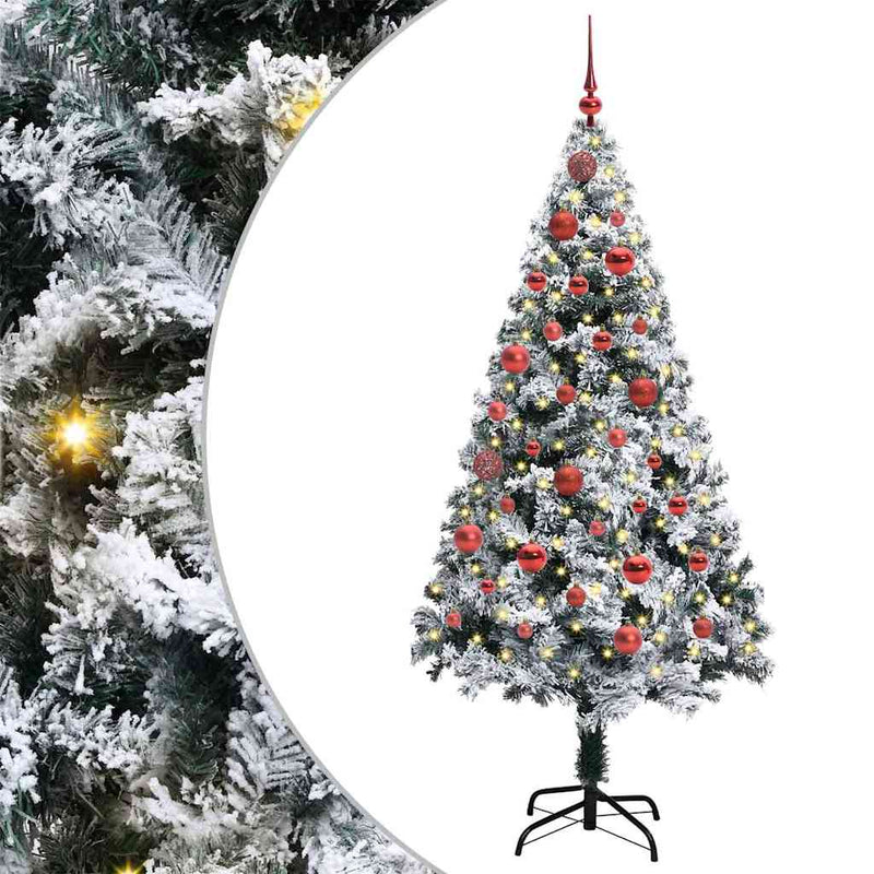 vidaXL Mű karácsonyfa 150 LED-del Zöld 150 cm PVC és Acél és Műanyag
