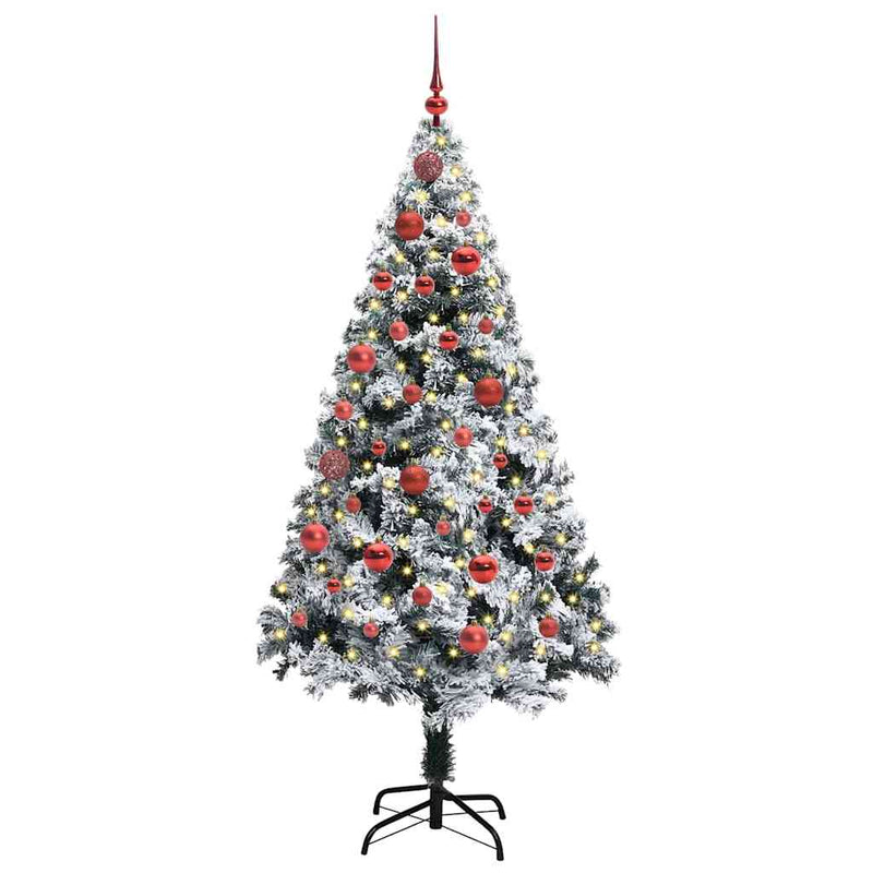 vidaXL Mű karácsonyfa 150 LED-del Zöld 150 cm PVC és Acél és Műanyag