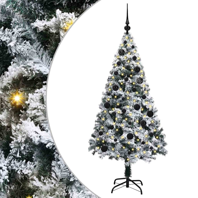 vidaXL Mű karácsonyfa 150 LED-del Zöld 150 cm PVC és Acél és Műanyag