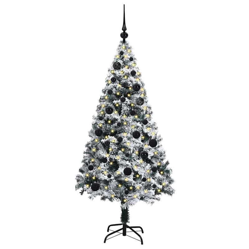 vidaXL Mű karácsonyfa 150 LED-del Zöld 150 cm PVC és Acél és Műanyag