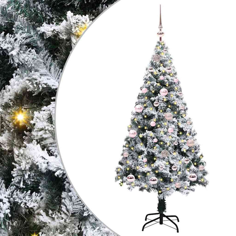 vidaXL Mű karácsonyfa 150 LED-del Zöld 150 cm PVC és Acél és Műanyag