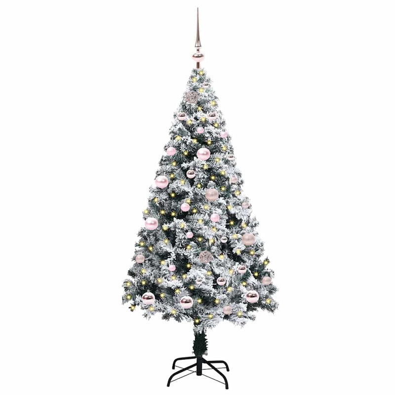 vidaXL Mű karácsonyfa 150 LED-del Zöld 150 cm PVC és Acél és Műanyag