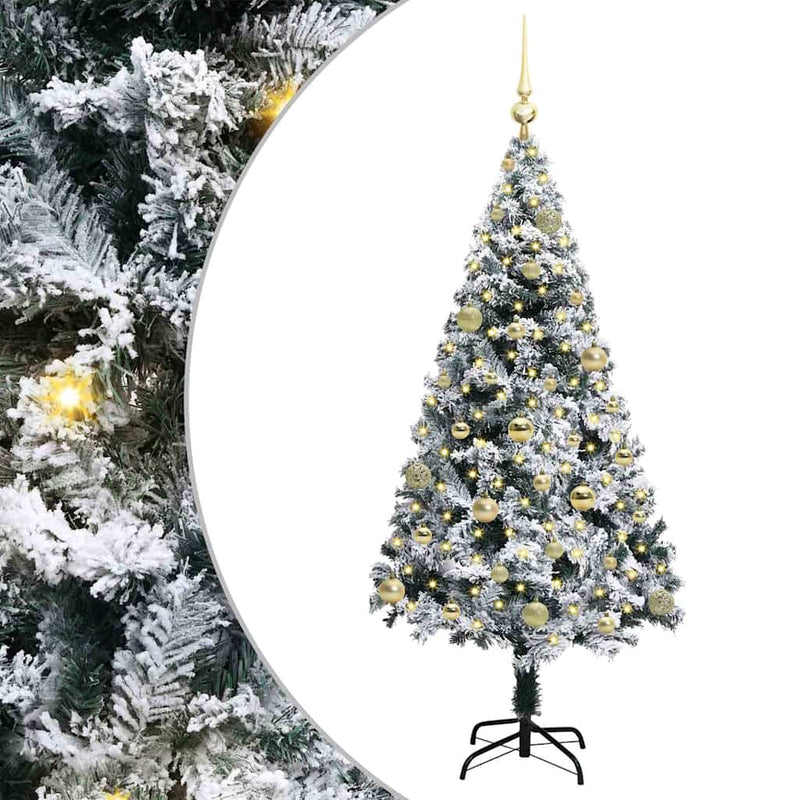 vidaXL Mű karácsonyfa 150 LED-del Zöld 150 cm PVC és Acél és Műanyag