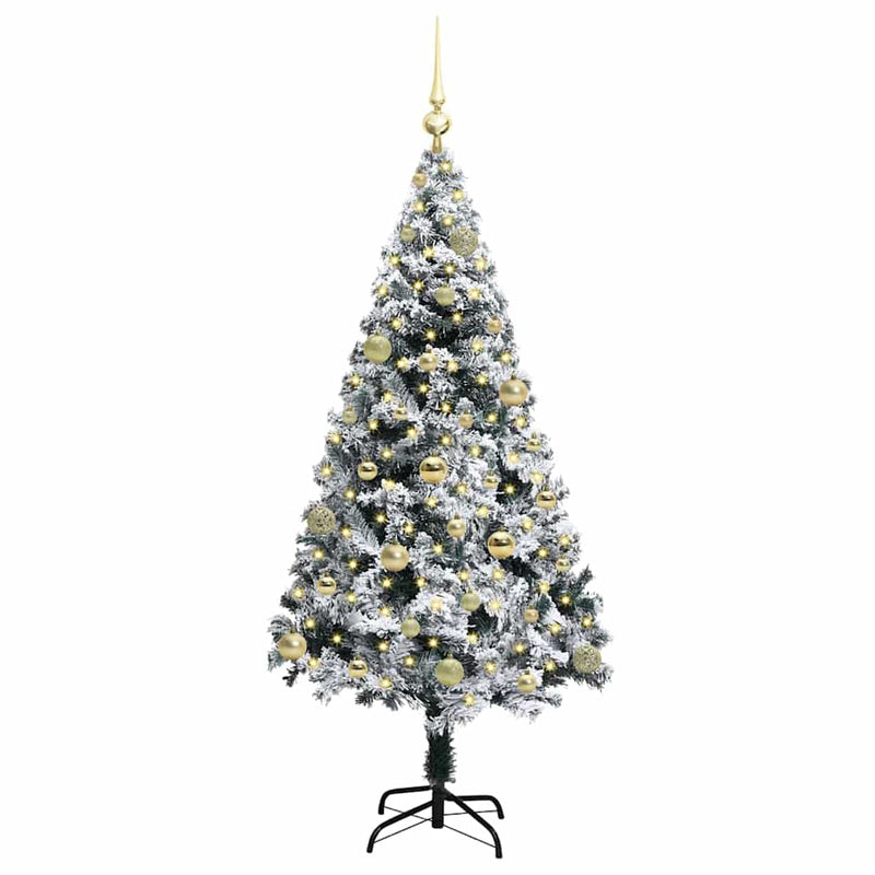 vidaXL Mű karácsonyfa 150 LED-del Zöld 150 cm PVC és Acél és Műanyag