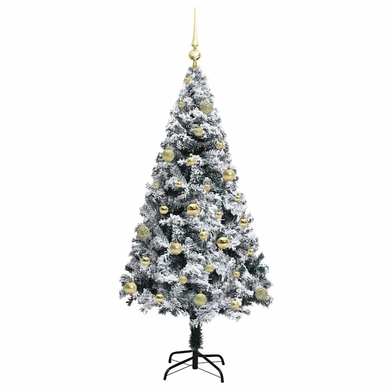 vidaXL Mű karácsonyfa 150 LED-del Zöld 150 cm PVC és Acél és Műanyag