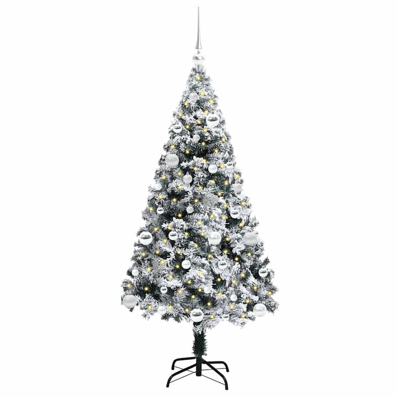 vidaXL Mű karácsonyfa 150 LED-del Zöld 150 cm PVC és Acél és Műanyag