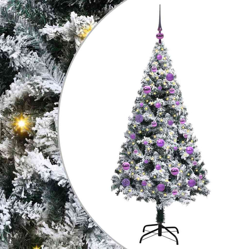 vidaXL Mű karácsonyfa 150 LED-del Zöld 150 cm PVC és Acél és Műanyag