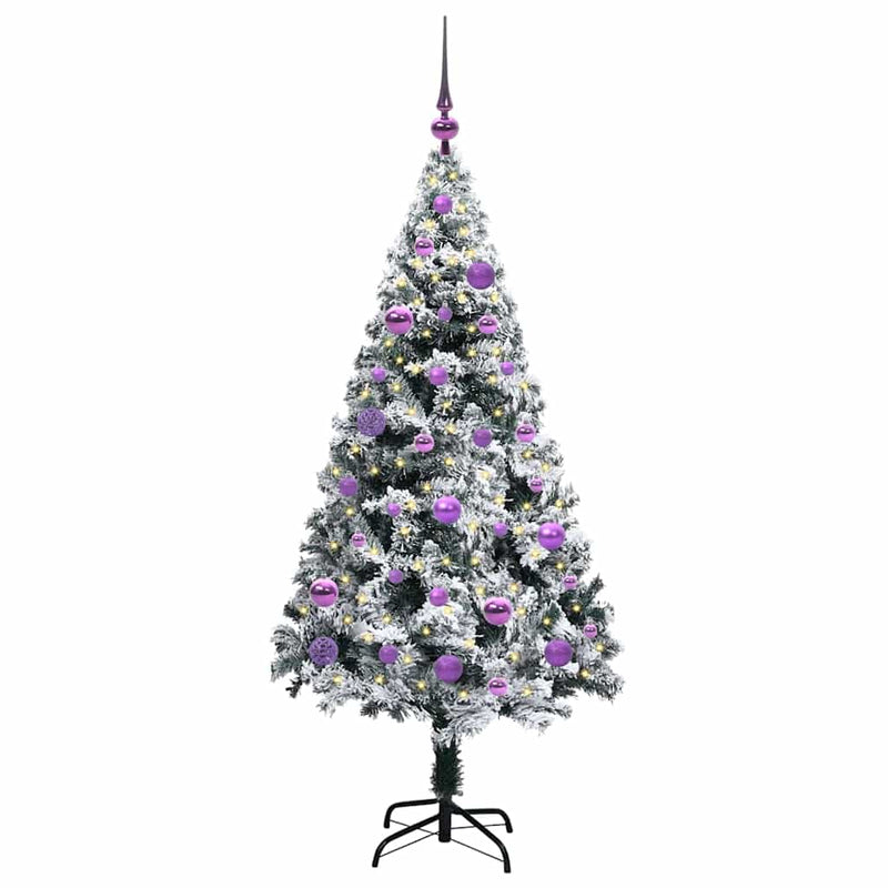 vidaXL Mű karácsonyfa 150 LED-del Zöld 150 cm PVC és Acél és Műanyag