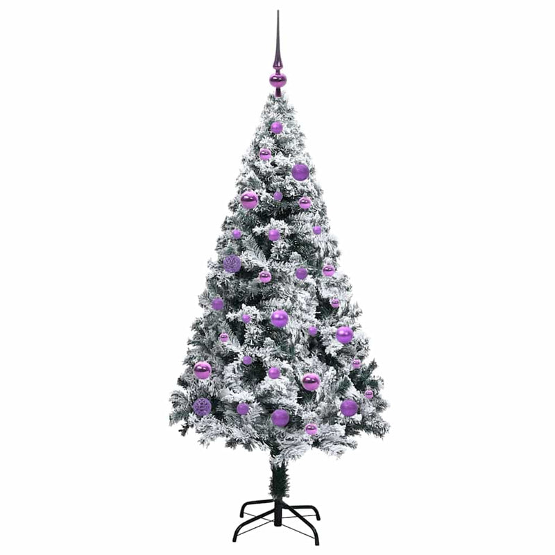 vidaXL Mű karácsonyfa 150 LED-del Zöld 150 cm PVC és Acél és Műanyag