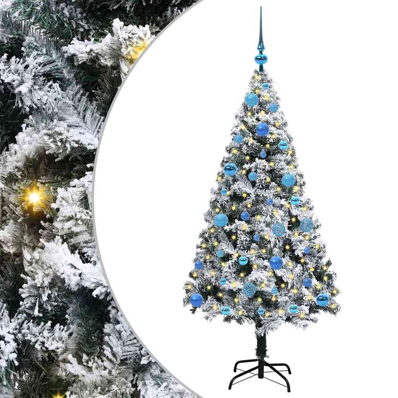 vidaXL Mű karácsonyfa 150 LED-del Zöld 150 cm PVC és Acél és Műanyag