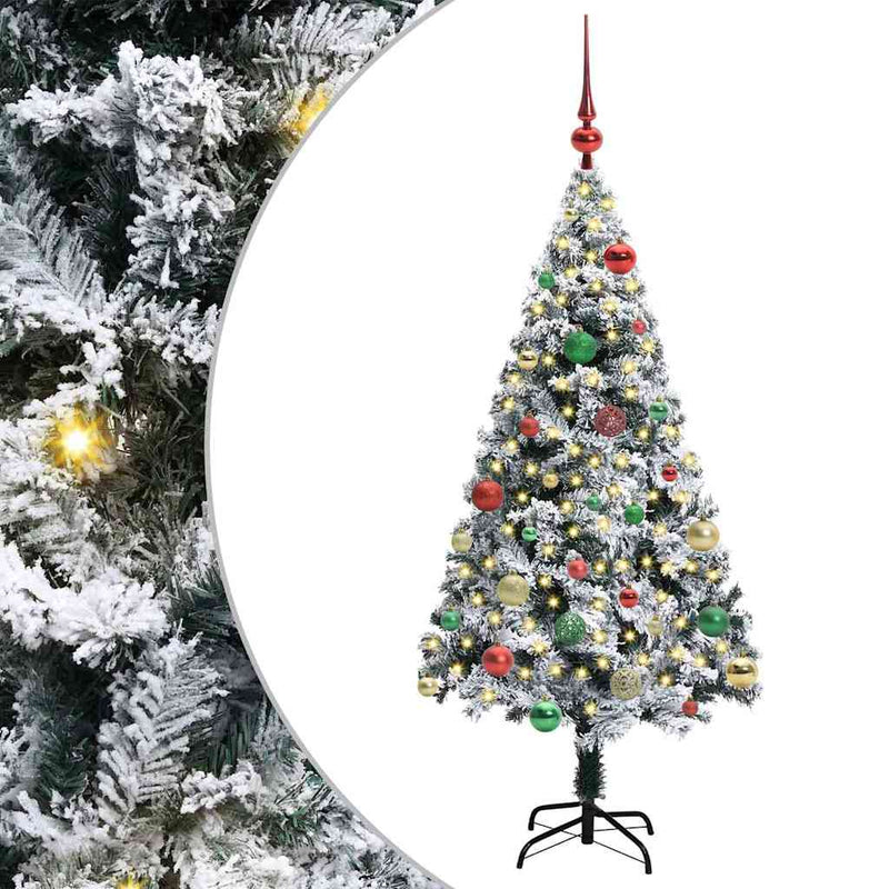 vidaXL Mű karácsonyfa 150 LED-del Zöld 150 cm PVC és Acél és Műanyag