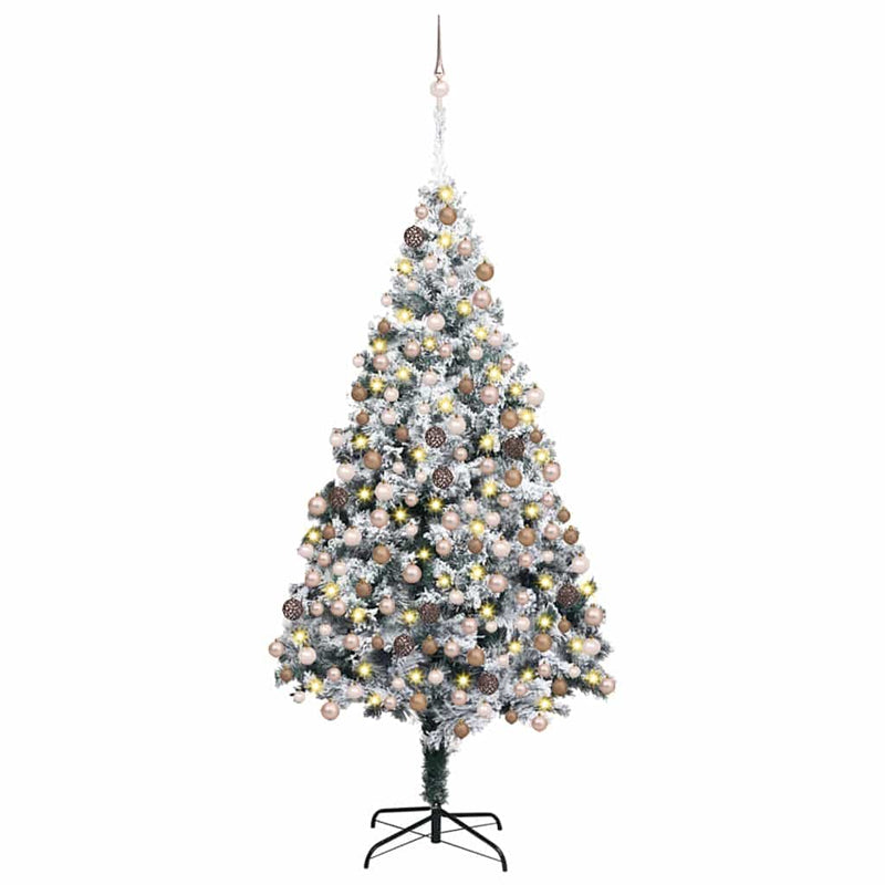 vidaXL Mű karácsonyfa 300 LED-del Zöld 180 cm PVC és Acél és Műanyag