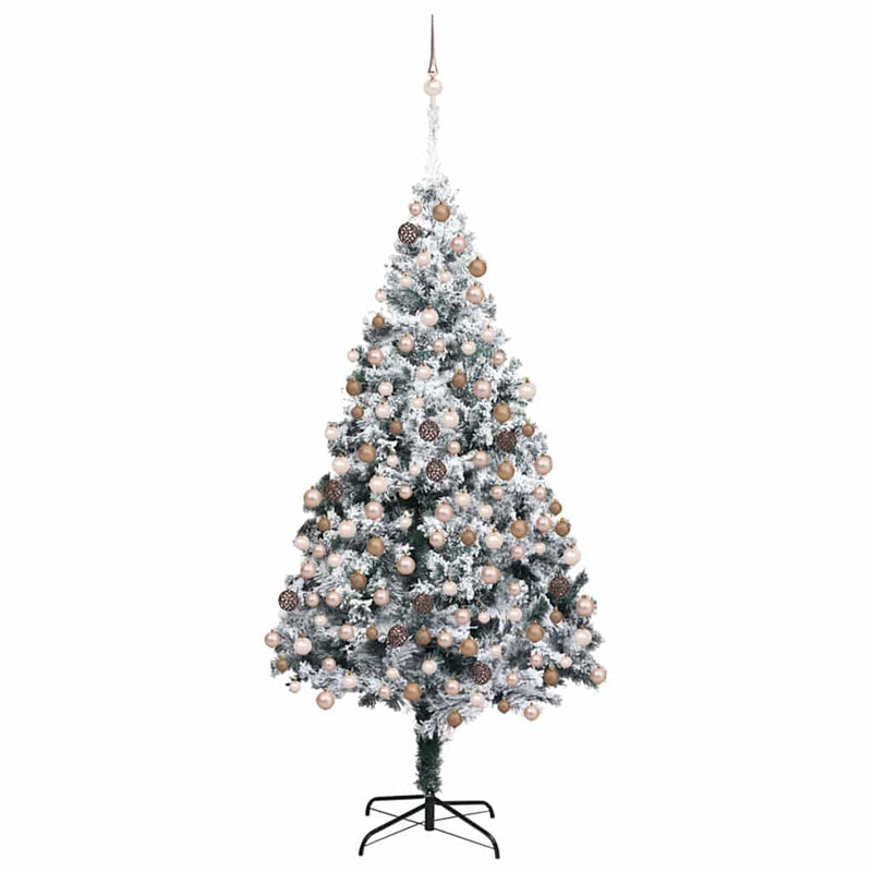 vidaXL Mű karácsonyfa 300 LED-del Zöld 180 cm PVC és Acél és Műanyag