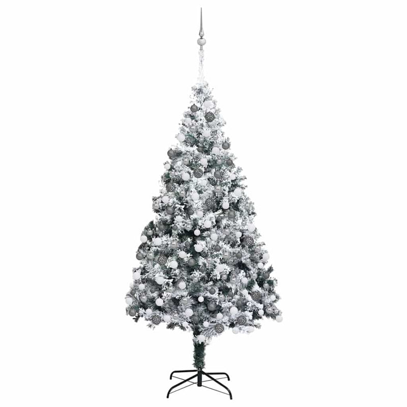 vidaXL Mű karácsonyfa 300 LED-del Zöld 180 cm PVC és Acél és Műanyag