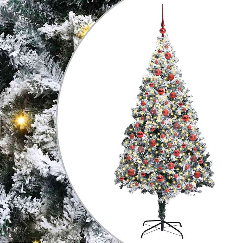 vidaXL Mű karácsonyfa 300 LED-del Zöld 180 cm PVC és Acél és Műanyag