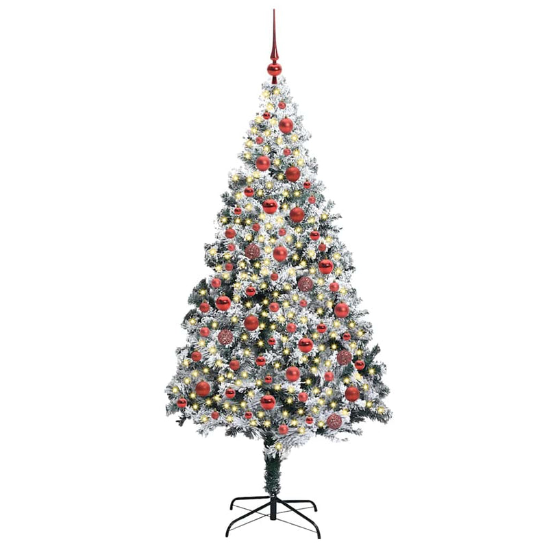 vidaXL Mű karácsonyfa 300 LED-del Zöld 180 cm PVC és Acél és Műanyag