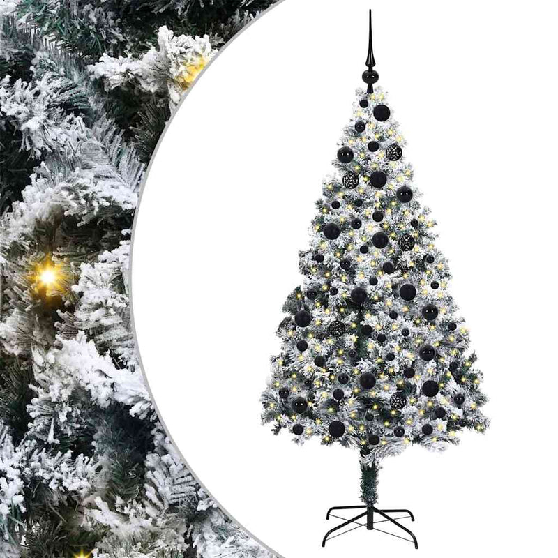 vidaXL Mű karácsonyfa 300 LED-del Zöld 180 cm PVC és Acél és Műanyag